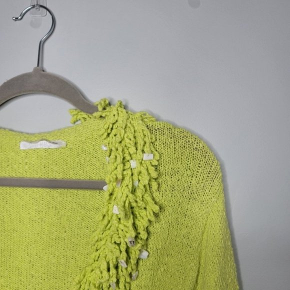 Mifresia Large Yellow Green Fringe Seashell Knit Cardigan - Picture 4 of 13
